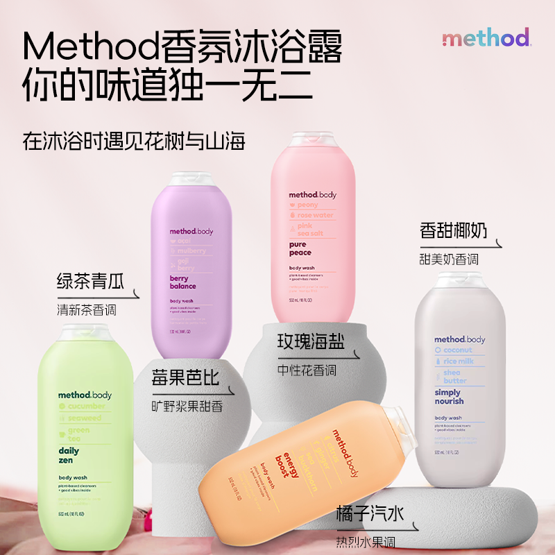 Method香水沐浴露持久留香果酸去鸡皮沐浴乳正品牌官方旗舰店成人