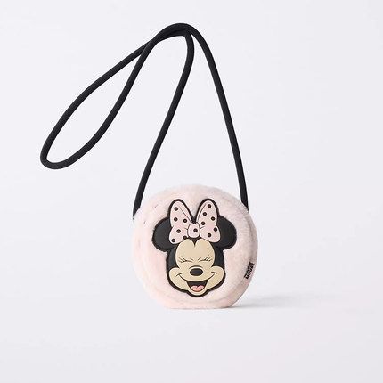 2025新款卡通可爱米妮毛绒儿童包 女童女孩迷你零钱包斜挎小背包