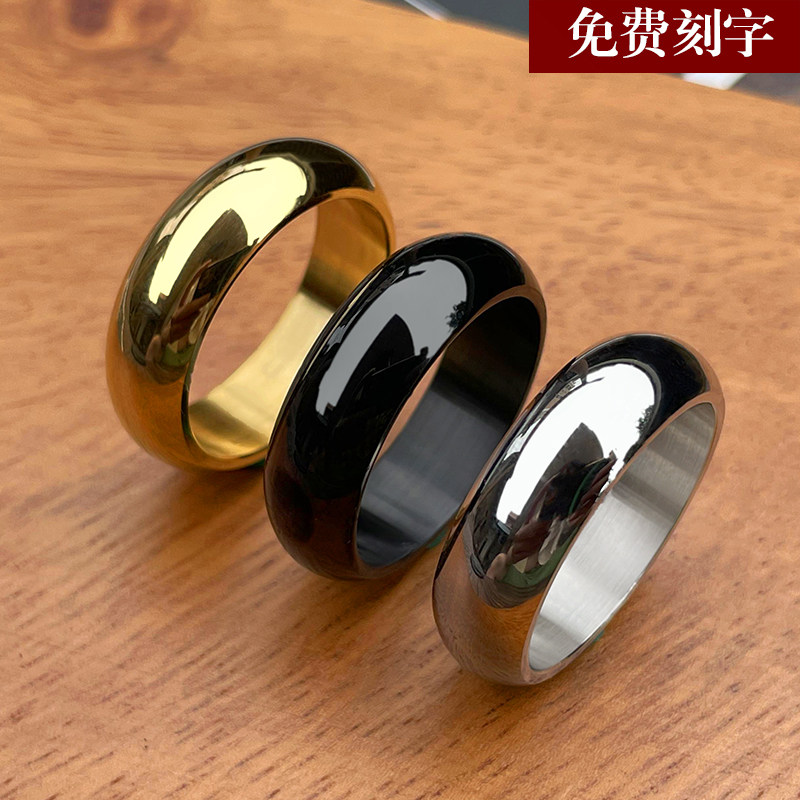 个性钛钢男士指环简约光面图片
