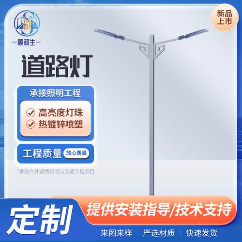市电led路灯6米8米新农村家用户外高亮市政工程单双臂路灯杆