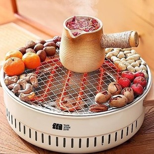 围炉煮茶烤火炉套装家用室内无烟款器烧烤炉家用炉子电碳两用