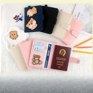 热销护照收纳包商务旅行证件夹日韩帆布全棉卡套自粘布贴