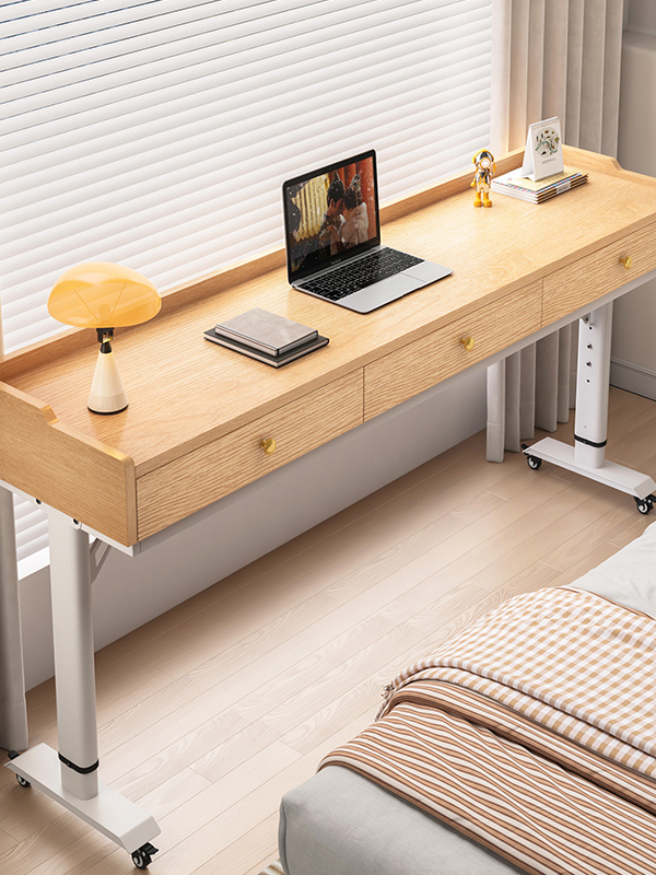 实木跨床桌可移动升降桌小户型床边桌电脑桌长条桌懒人床上学习桌