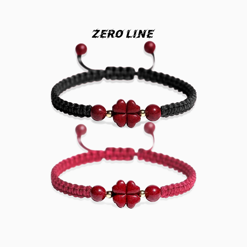 zeroline朱砂四叶草手链女红绳