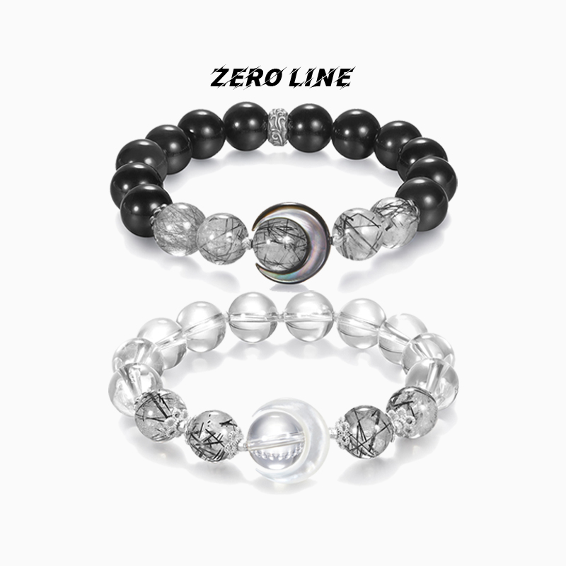 zeroline月亮黑发晶白水晶手链女