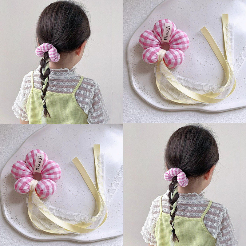 儿童花朵蕾丝飘带大肠发圈2026新款女童扎丸子头发绳宝宝皮筋头饰