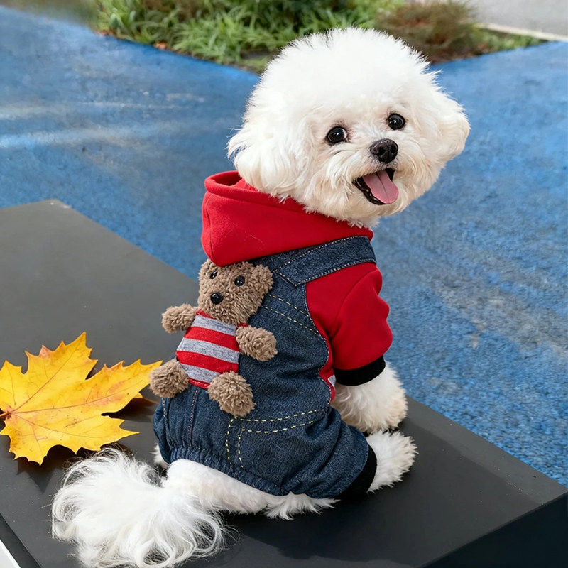 狗狗衣服秋冬款可爱小熊四脚衣泰迪比熊小型犬宠物冬天保暖防掉毛