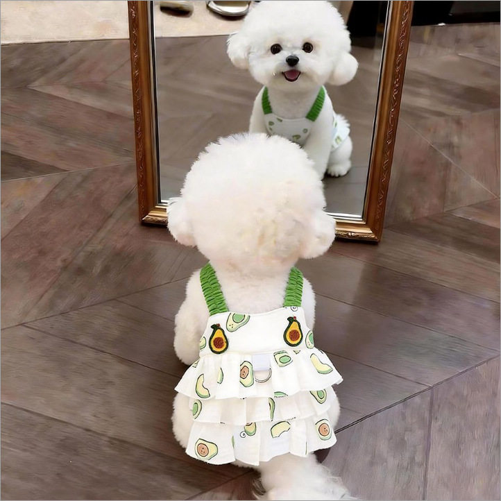 夏季薄款中小型犬吊带蛋糕公主裙