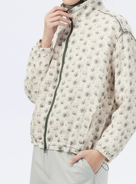 2024春专柜正品印花苎麻双层立领拉链休闲外套早春BDCS006150