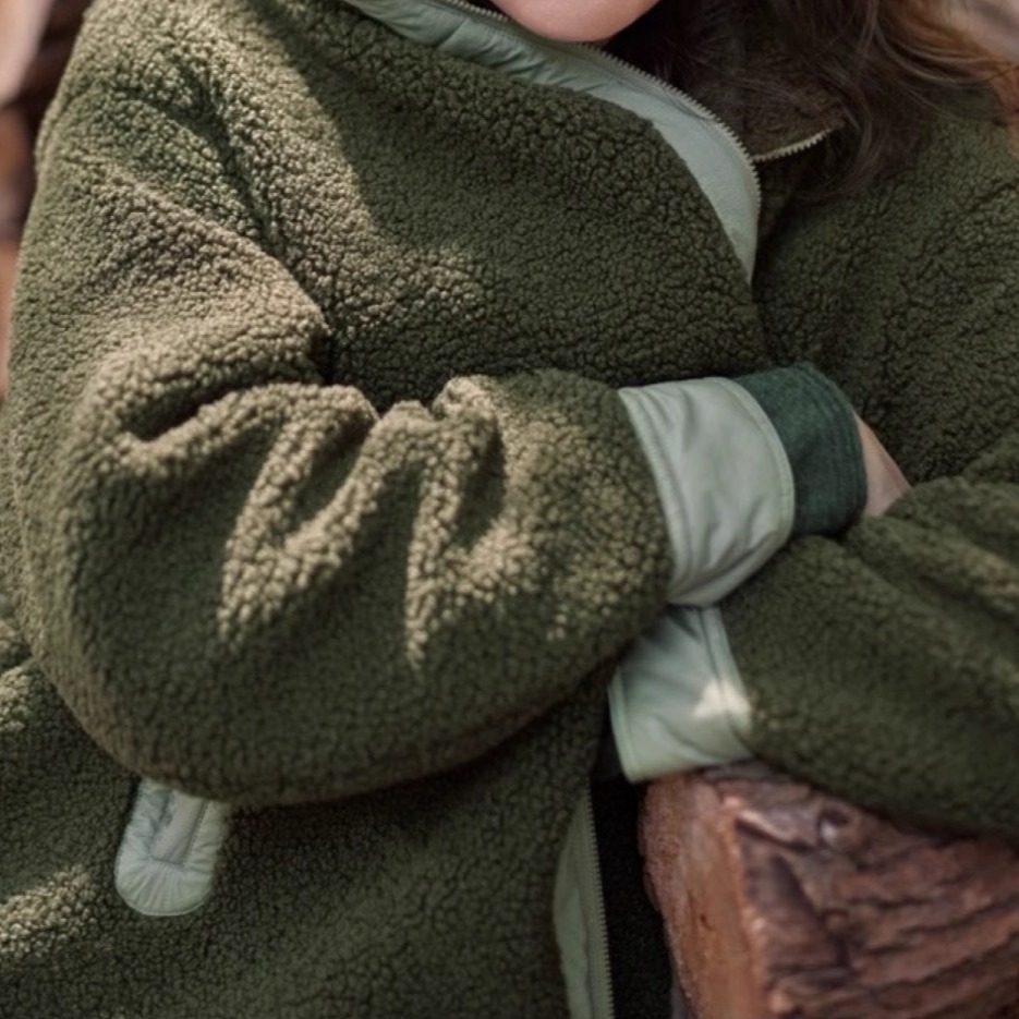 斯琴2023冬专柜正品绿色立领拉链落肩中长款两面穿棉服 BCDS00804