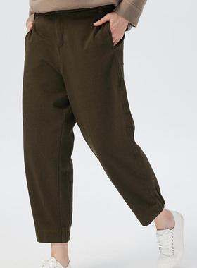 斯琴2022秋新品棉质橄榄绿加厚直筒休闲针织裤长裤BBQK001301 988