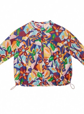 斯琴2025春专柜正品棉蚕丝混纺印花立领单排衬衫衬衣BECS002150