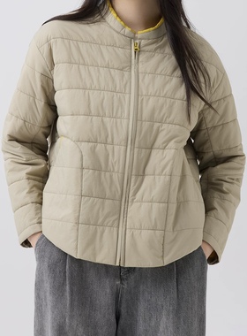 斯琴2025秋冬专柜正品香槟色小立领拉链棉服外套百搭BEDS001136