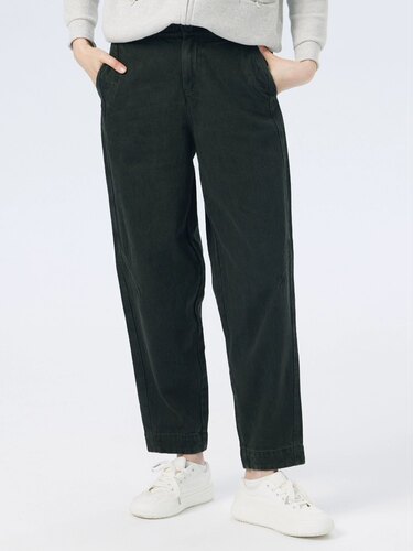斯琴2023秋专柜正品女墨绿色棉质直筒萝卜裤牛仔裤长裤CKQ2309124