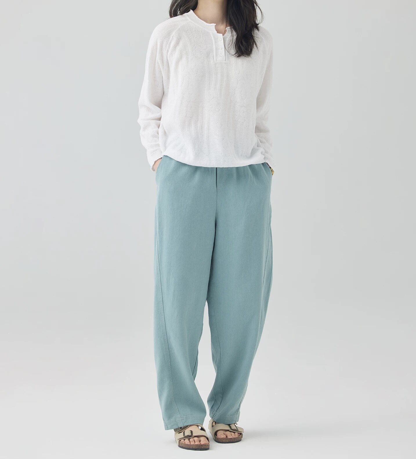 斯琴2026春专柜正品白色棉麻提花针织衫宽松长袖毛衫女BFCB01101