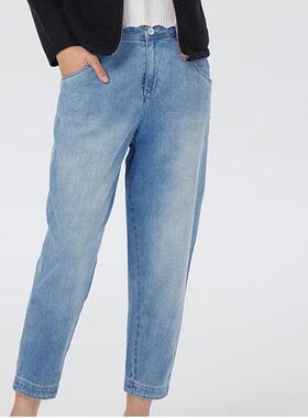 斯琴2022秋新品纯棉仔兰中腰直筒加厚九分裤牛仔裤CKQ221215 1080