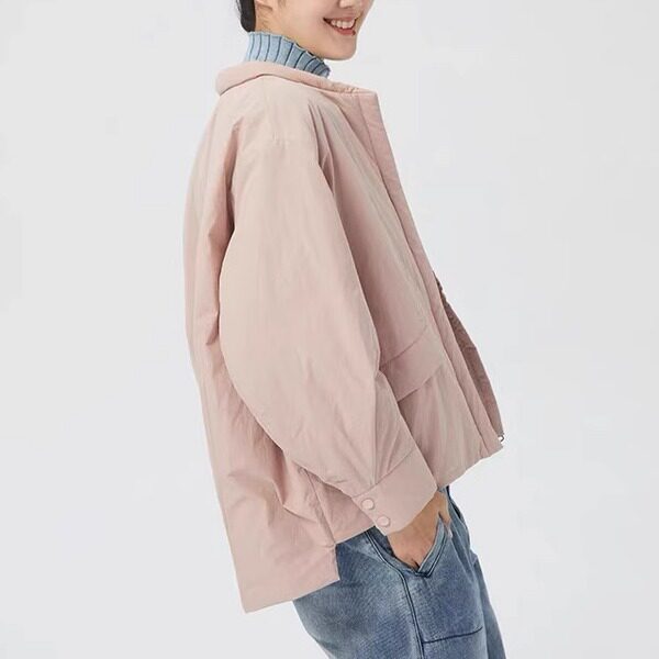 斯琴冬专柜正品粉色棉质立领拉链厚款休闲棉服外套 BADS01209