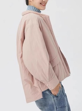 斯琴冬专柜正品粉色棉质立领拉链厚款休闲棉服外套 BADS01209