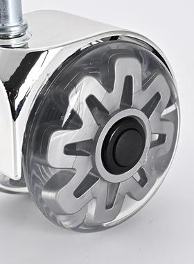 3寸尼龙透明脚轮厂家供应办公椅脚轮插杆透明脚轮静音PU万向轮