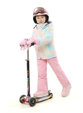 跨境货源 时尚新款亲子款儿童滑雪服 防泼水保暖透气男女童滑雪衣