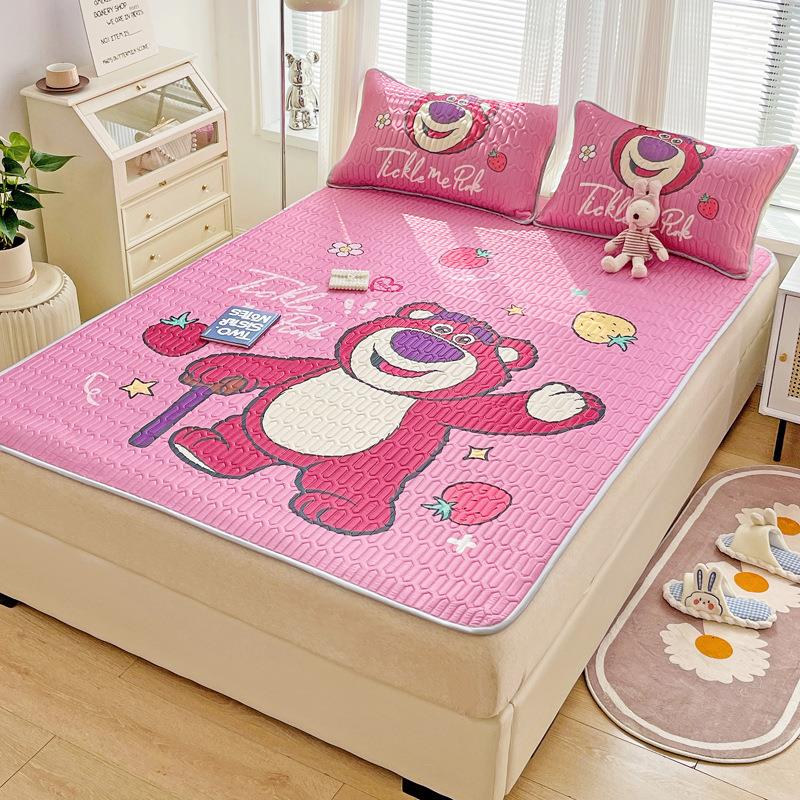 夏季乳胶凉席三件套儿童冰丝席子床单学生宿舍单人软席床垫空调席