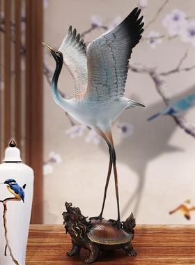 吉善缘纯铜龟鹤延年龙龟摆件百寿鹤送老人祝寿礼品厂家0813