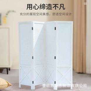 现货玄关隔断实木百叶屏风现在简约轻奢客厅实木格栅隔断屏风帘装