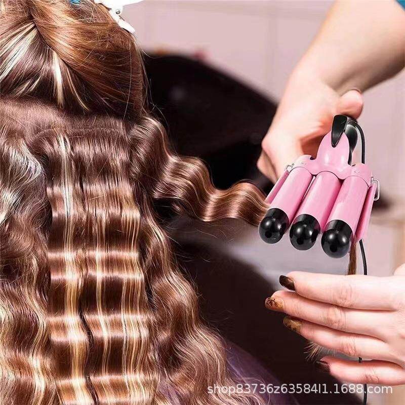 热销三管卷发棒三棒卷发器水波纹美发棒蛋蛋卷电夹板烫发器大波浪