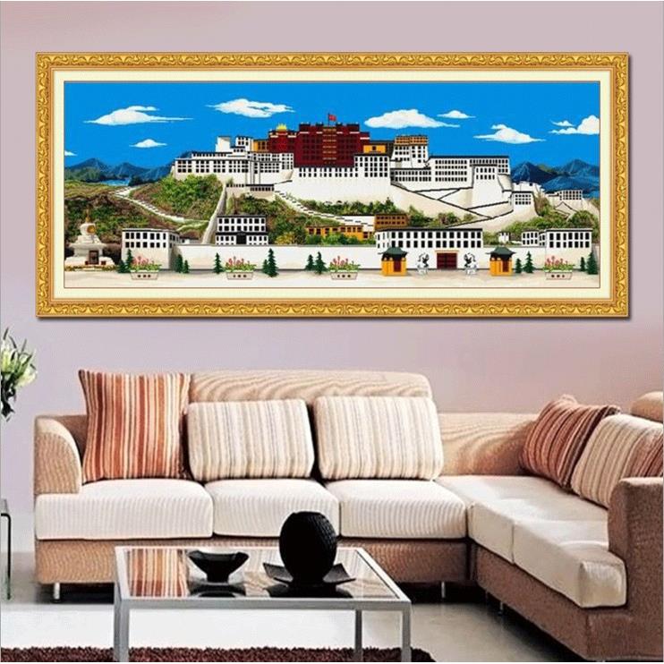 5d镶钻珠子点钻石画客厅布达拉宫风景新款满钻贴钻粘钻十字绣