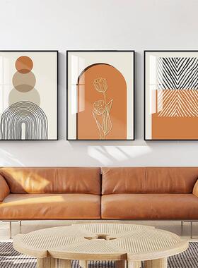 客厅装饰画现代简约沙发背景墙挂画北欧风橙色墙上壁画厂家