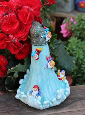 跨境新品仿真水管冲矮人滑水摆件缤纷彩色水管矮人雕塑家居摆件现