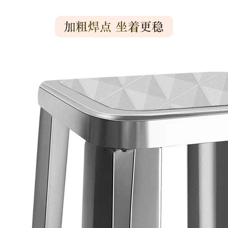 家用简约不锈钢加厚方形凳子餐椅大排档食堂出租屋方加厚不锈钢