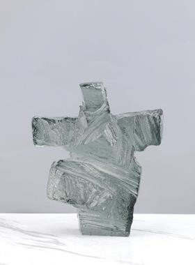 现代简约白色树脂太极人物雕塑摆件玄关书房电视柜样板房家居饰品