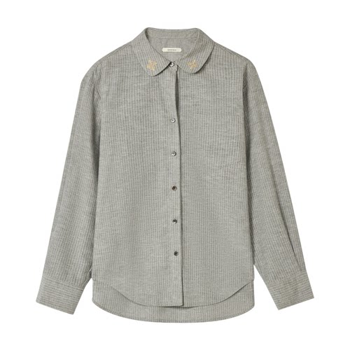 MESTRIO 项小七 设计师品牌26早春新品棉麻条纹刺绣衬衫