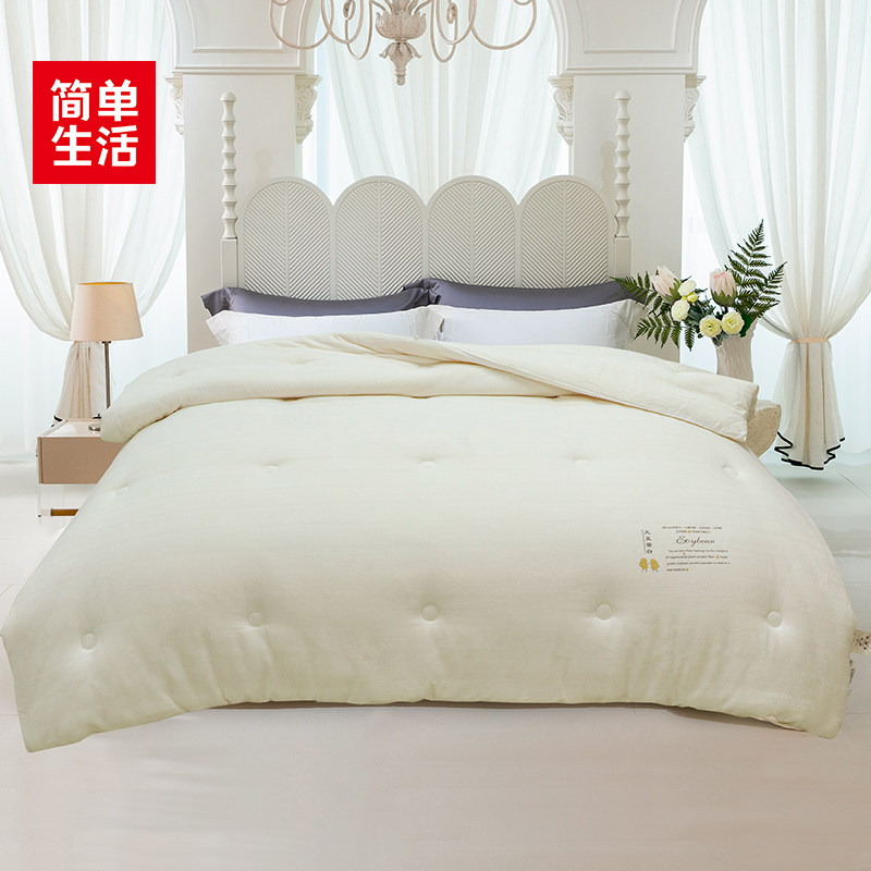 简单生活水洗全棉提花大豆冬被加厚被子四季通用被芯宿舍单人双人,床上用品,化纤被,淘宝优惠券,粉丝福利购,淘宝优惠卷