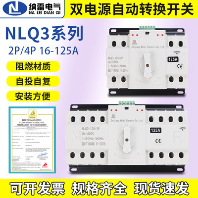 双电源自动转换开关型MCB型微断2P/125A100A63A 220V外贸