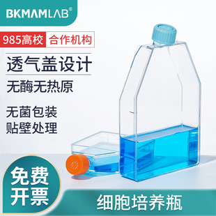 比克曼生物无菌细胞培养瓶螺口T75贴壁细胞瓶T25密封透气盖矩形