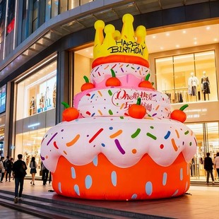 大型充气生日蛋糕模型户外庆典装饰道具商演巡游主题拱门美陈活动