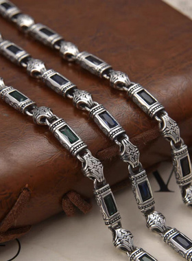 925镀银新款中东海军蓝方钻手链