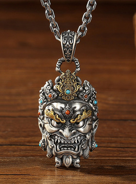新款面具吊坠时尚挂坠复古个性潮国风男女士项链饰品