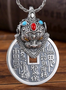 新款貔貅山鬼花钱吊坠男女士潮个性创意复古民族风项链挂件