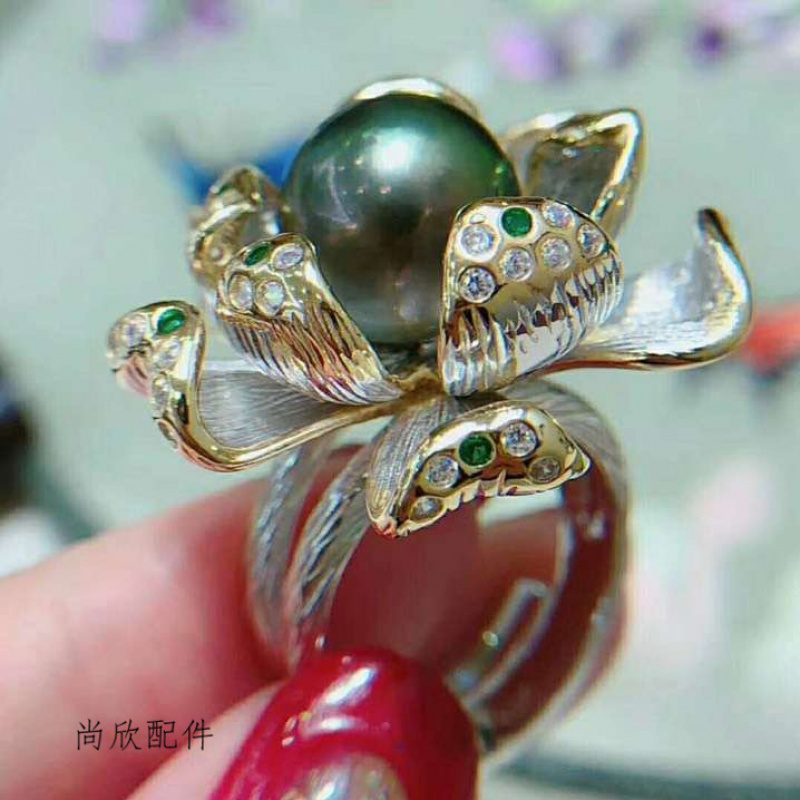 925镀银DIY珍珠配件 s925纯银新款意大利不褪色奢华指环女神气质