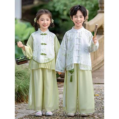 男童汉服幼儿园中秋节演出服长袖唐装男孩国风套装女童新中式服装