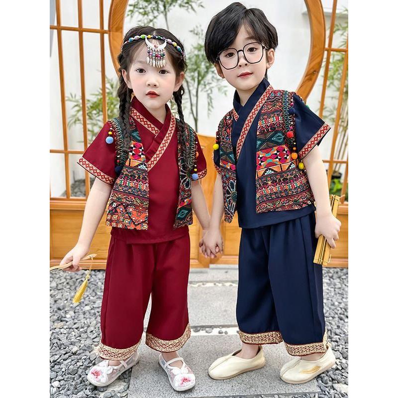 民族服装儿童古装新疆少数民族苗族桂庄幼儿园儿童节表演服装