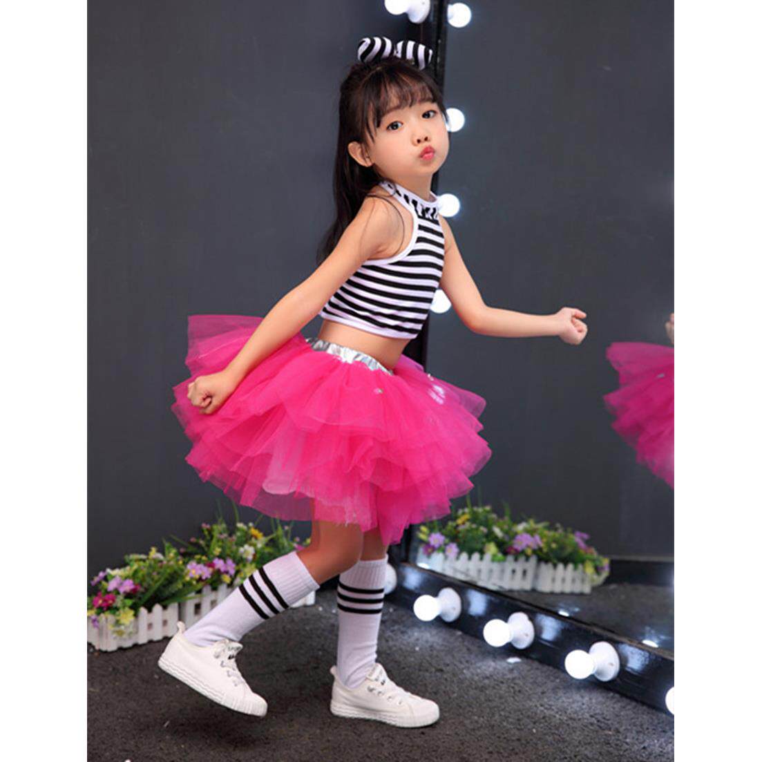 六一儿童现代舞演出服幼儿园爵士表演服女童舞蹈服装亮片蓬蓬纱裙