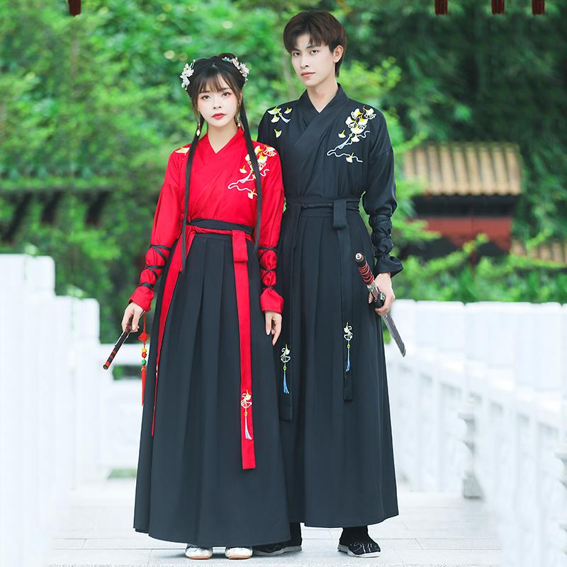 原创书中国风大码汉服男古风男士仙气情侣款侠客生男女学生班服冬