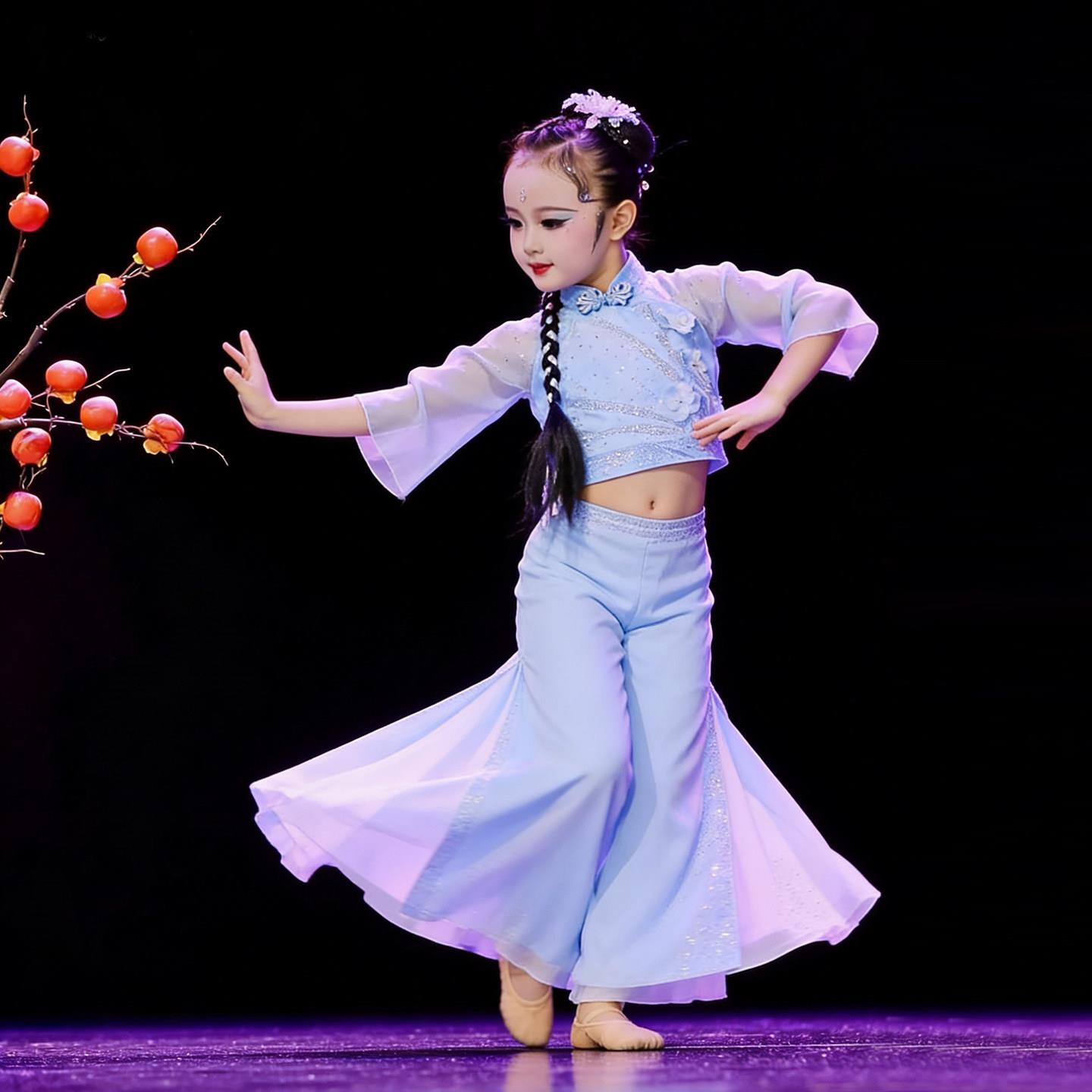 儿童外婆桥古典舞蹈胶州秧歌服女童民族演出服中国风剧目艺考服装