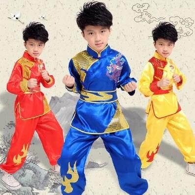 儿童武术服装演出服练功服长短袖刺绣男女武馆训练服武术表演服