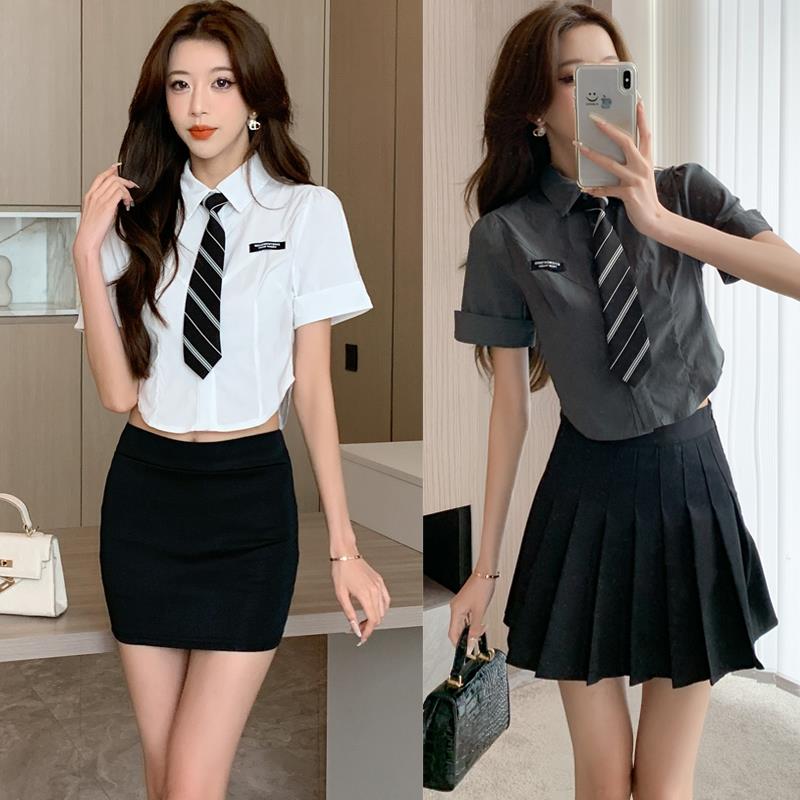 足浴足疗店技师工作服女新款风JK学院衬衫百褶裙减龄桑拿沐足前台