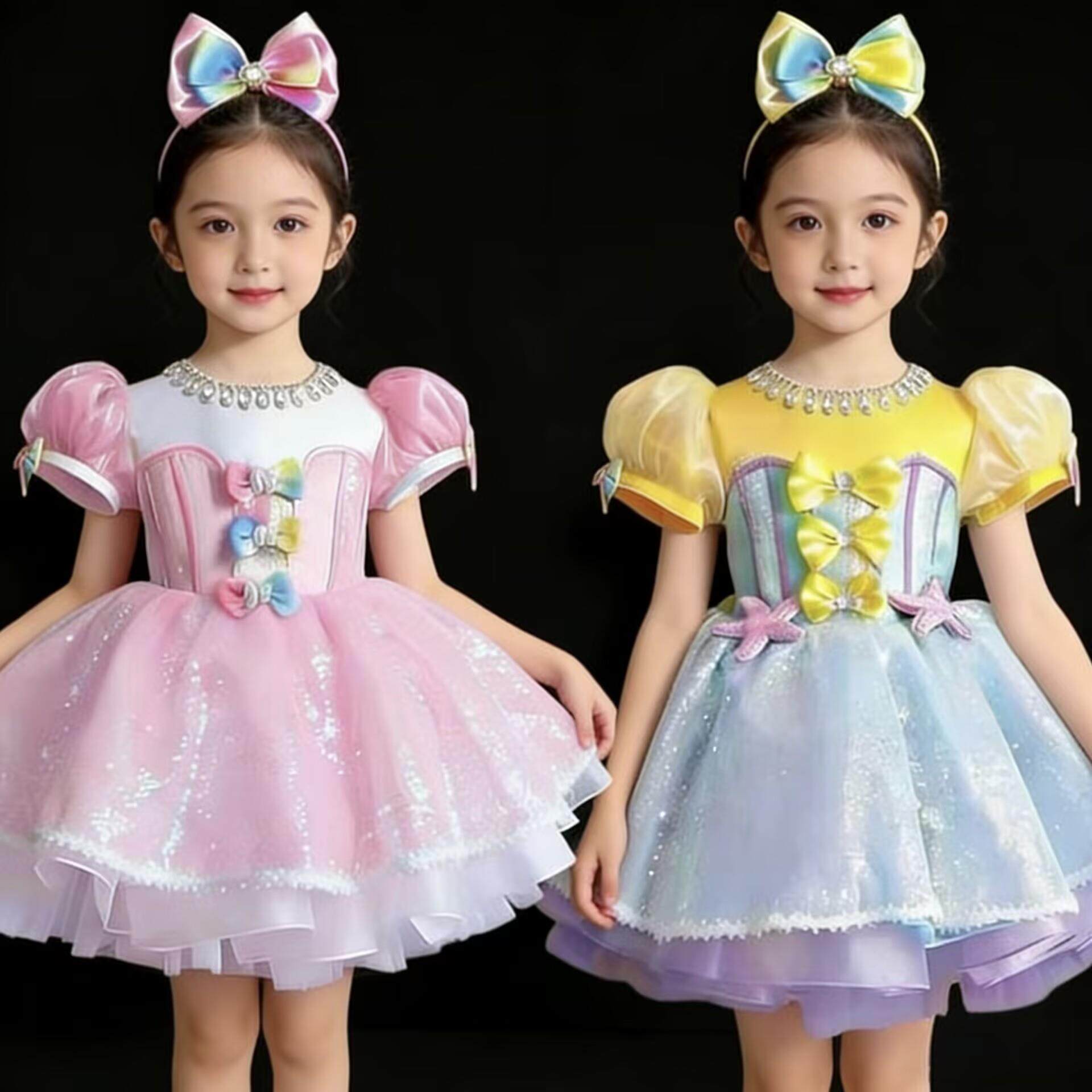 六一儿童蓬蓬裙演出服纱裙幼儿园舞蹈服亮片服装公主裙女童表演服